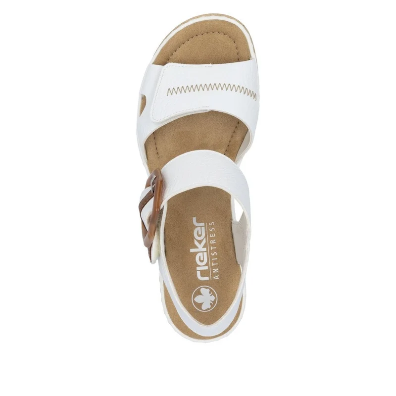 Rieker Damen Sandalen mit Keilabsatz - Weiß