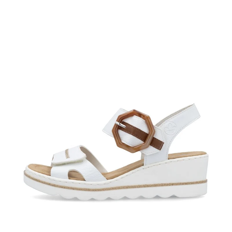 Rieker Damen Sandalen mit Keilabsatz - Weiß