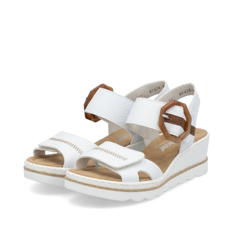 Rieker Damen Sandalen mit Keilabsatz - Weiß