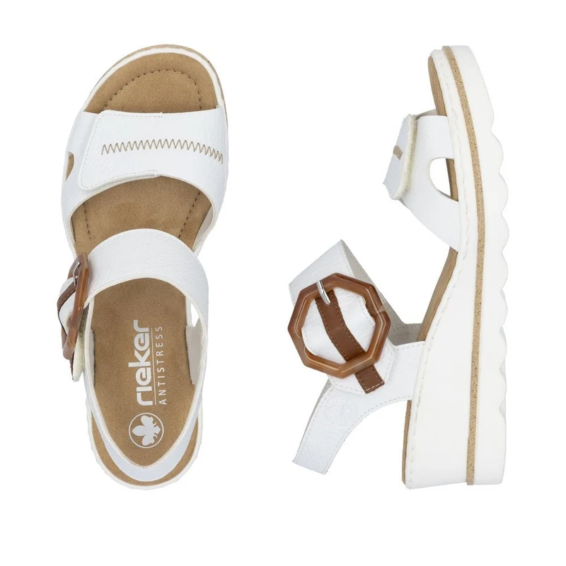 Rieker Damen Sandalen mit Keilabsatz - Weiß