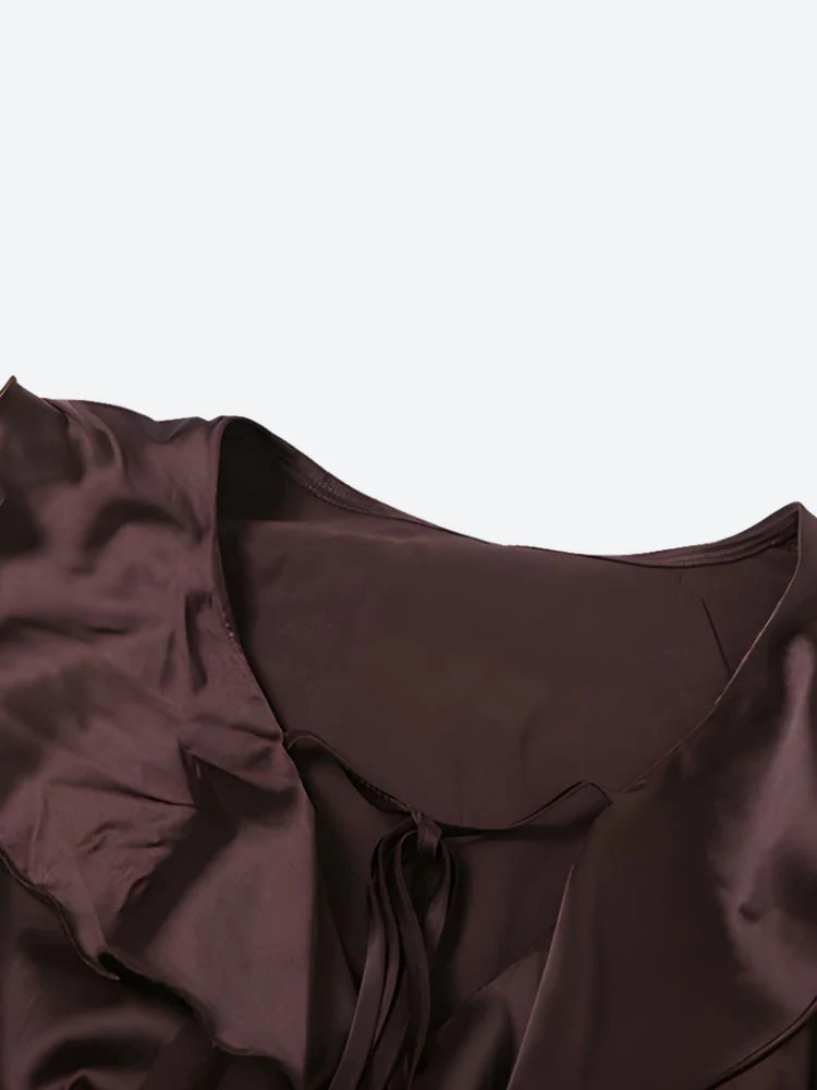 Satin-Rüschen-Minikleid