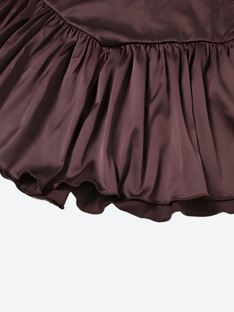 Satin-Rüschen-Minikleid