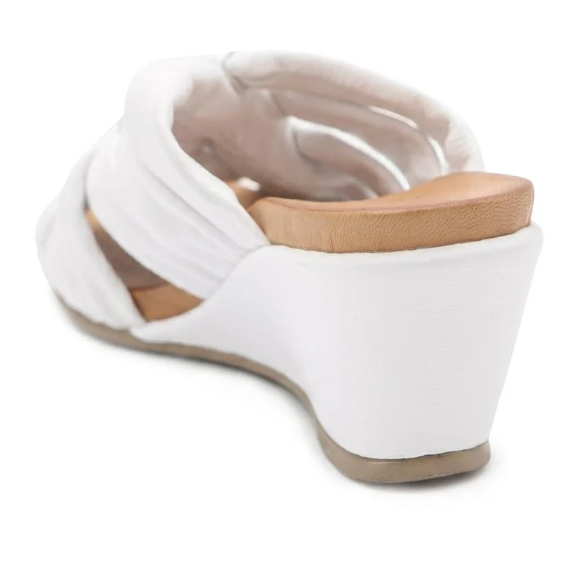 Bellissimo Leather Peep Toe Mule Sandals - BELMET43002 / 329 219 - White