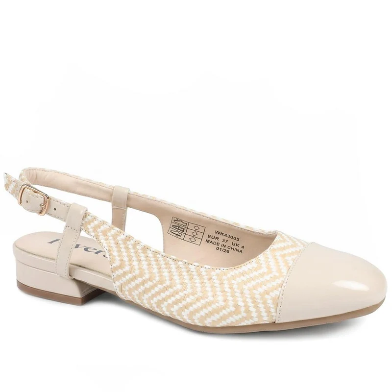 Lightweight Slingback Flat Court Shoes - WK43005 / 329 018 - Beige-White
