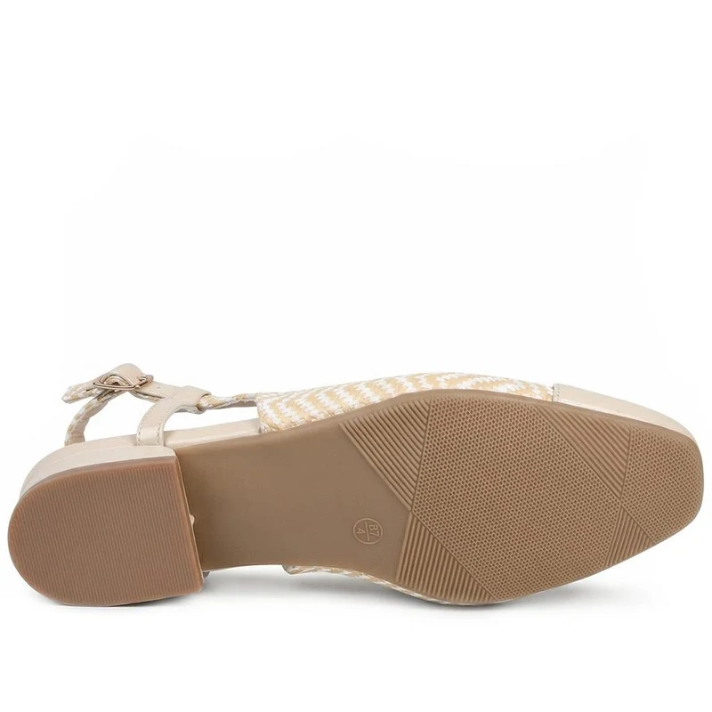 Lightweight Slingback Flat Court Shoes - WK43005 / 329 018 - Beige-White