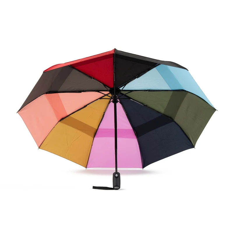 ROKA Waterloo Regenschirm aus recyceltem Nylon in leuchtendem Regenbogen