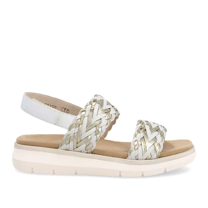 Remonte Damenmode Sandale mit gewebtem Riemen - Gold
