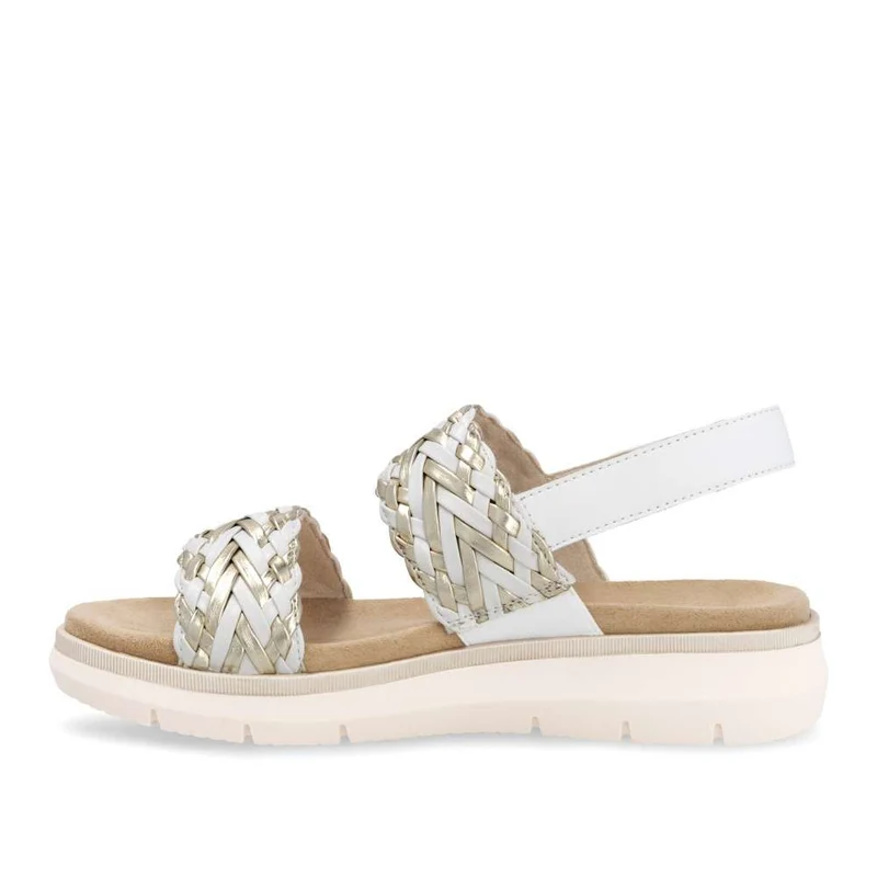 Remonte Damenmode Sandale mit gewebtem Riemen - Gold