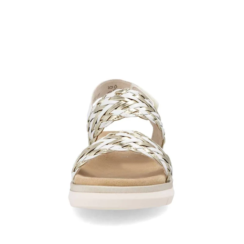 Remonte Damenmode Sandale mit gewebtem Riemen - Gold