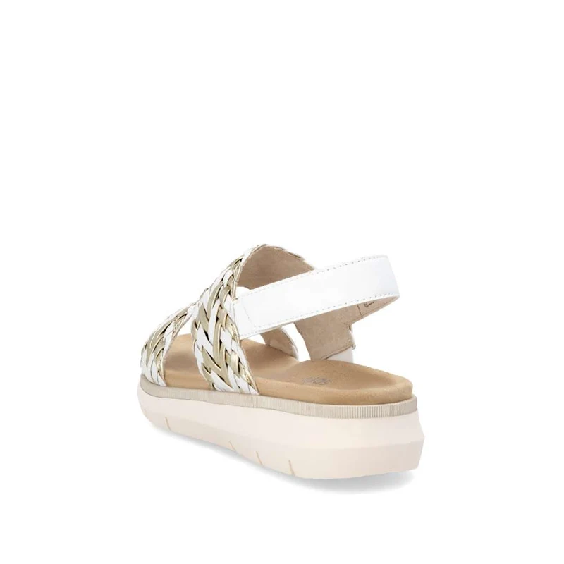 Remonte Damenmode Sandale mit gewebtem Riemen - Gold