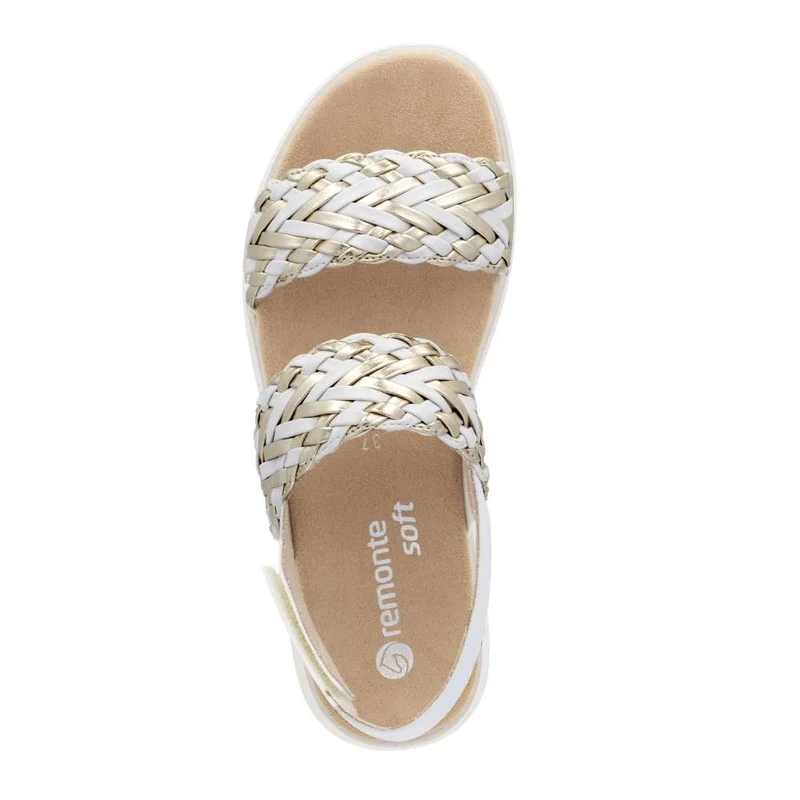 Remonte Damenmode Sandale mit gewebtem Riemen - Gold