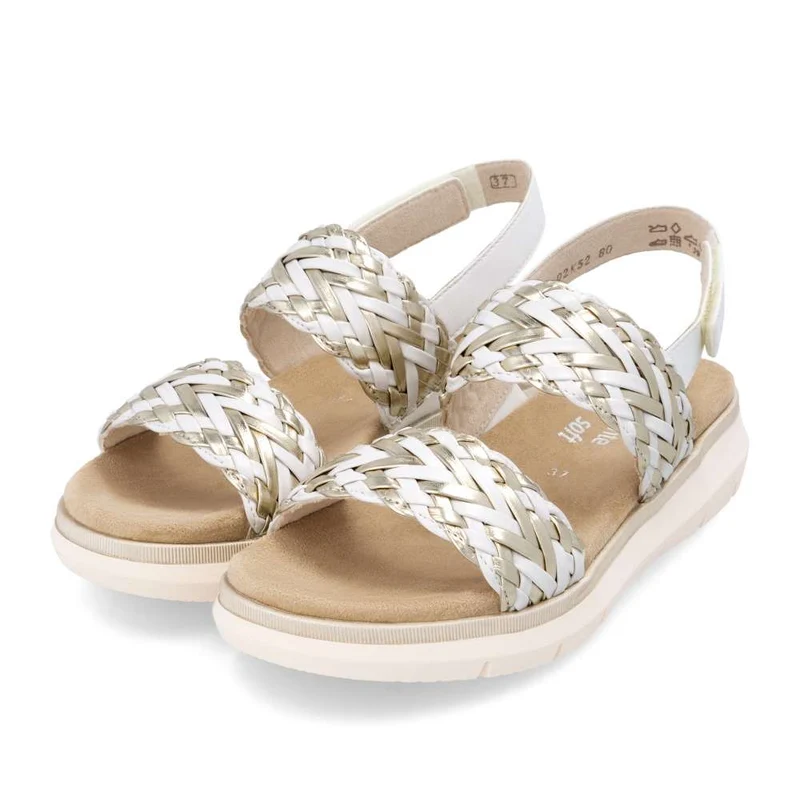 Remonte Damenmode Sandale mit gewebtem Riemen - Gold