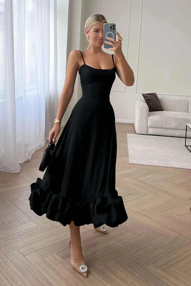 Heather ärmelloses ausgestelltes Midi-Ballkleid