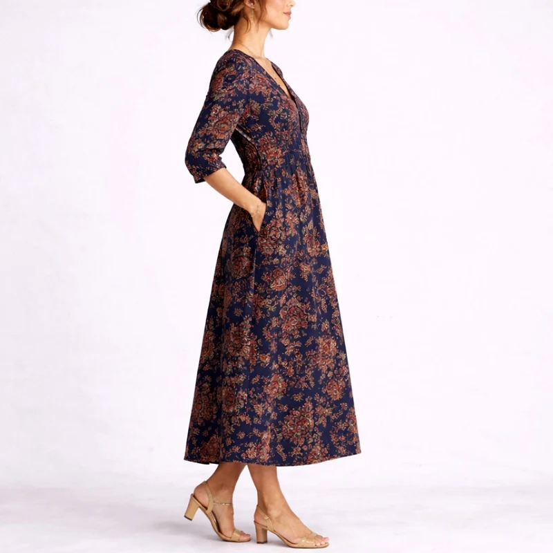 Amelie | Florales Herbst-Hochzeitskleid Mit Femininem Midi-Schnitt