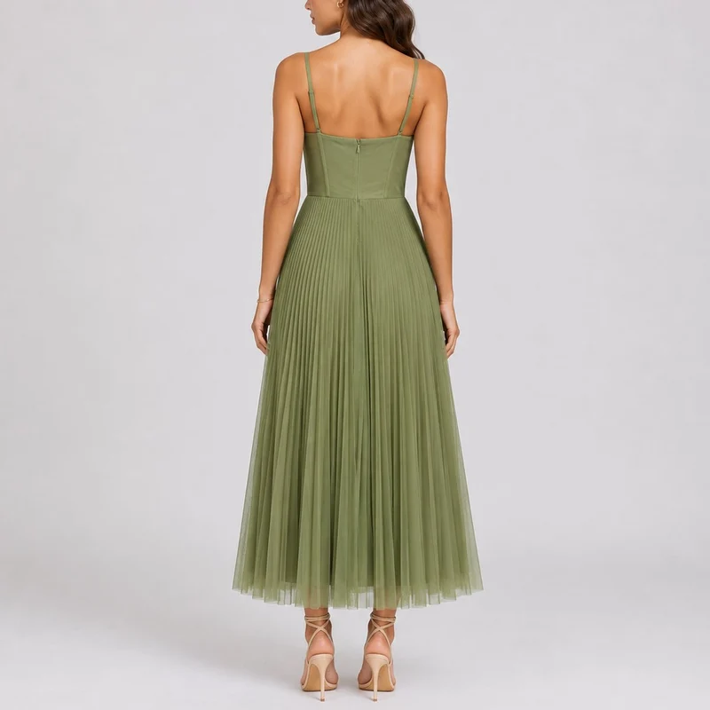 Valentina | Romantisches Herbst-Hochzeitskleid Mit Plissee-Tüll Und Midi-Schnitt