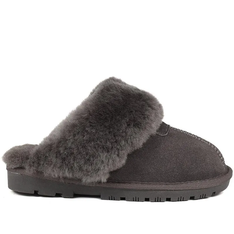 Sheepskin Lined Slippers - DUO38001 / 324 670 - Grey