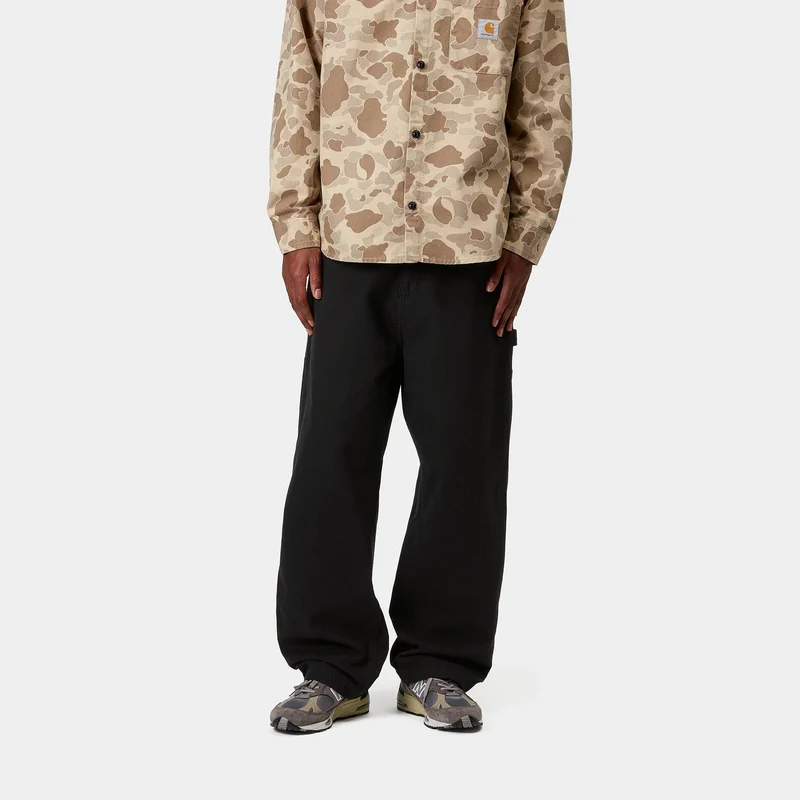 Carhartt WIP Herren OG Single Knee Hubbard Canvas Hose - Schwarz Stone Washed