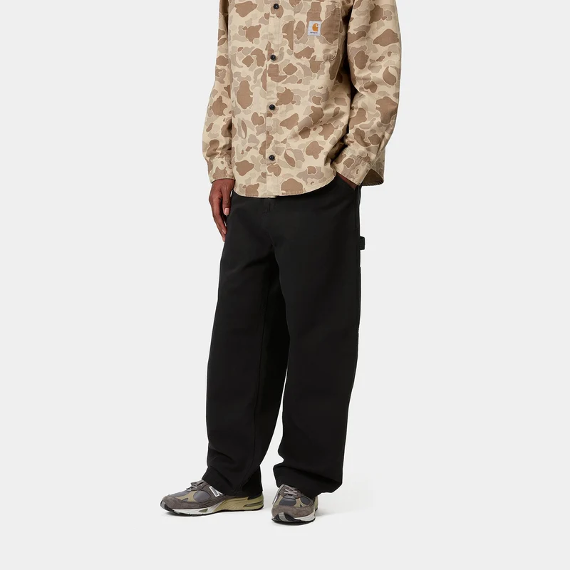 Carhartt WIP Herren OG Single Knee Hubbard Canvas Hose - Schwarz Stone Washed