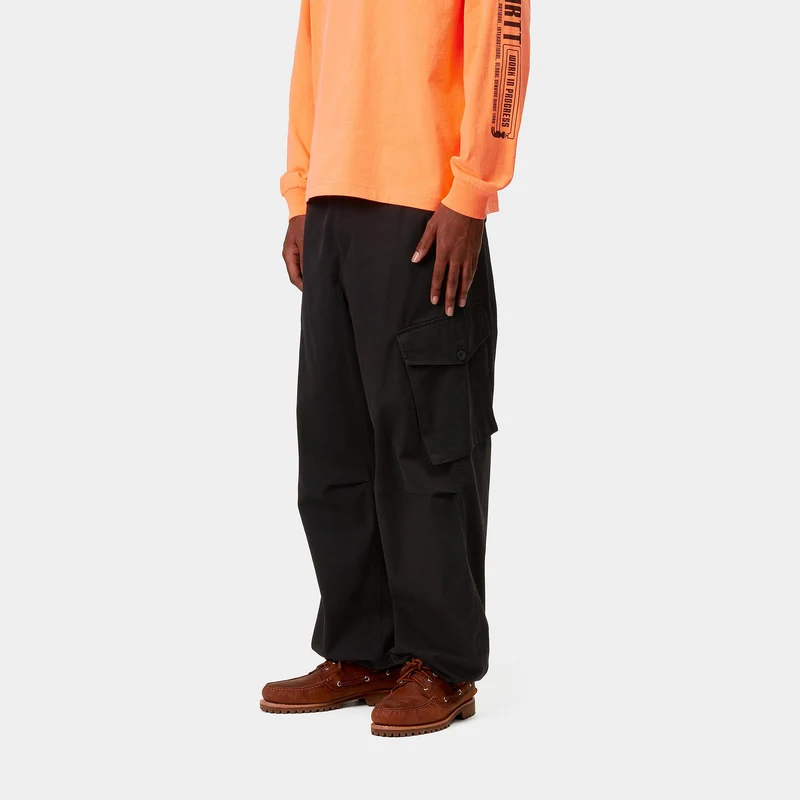 Carhartt WIP Herren Unit Baumwoll-Twill-Hose - Black Stone Washed