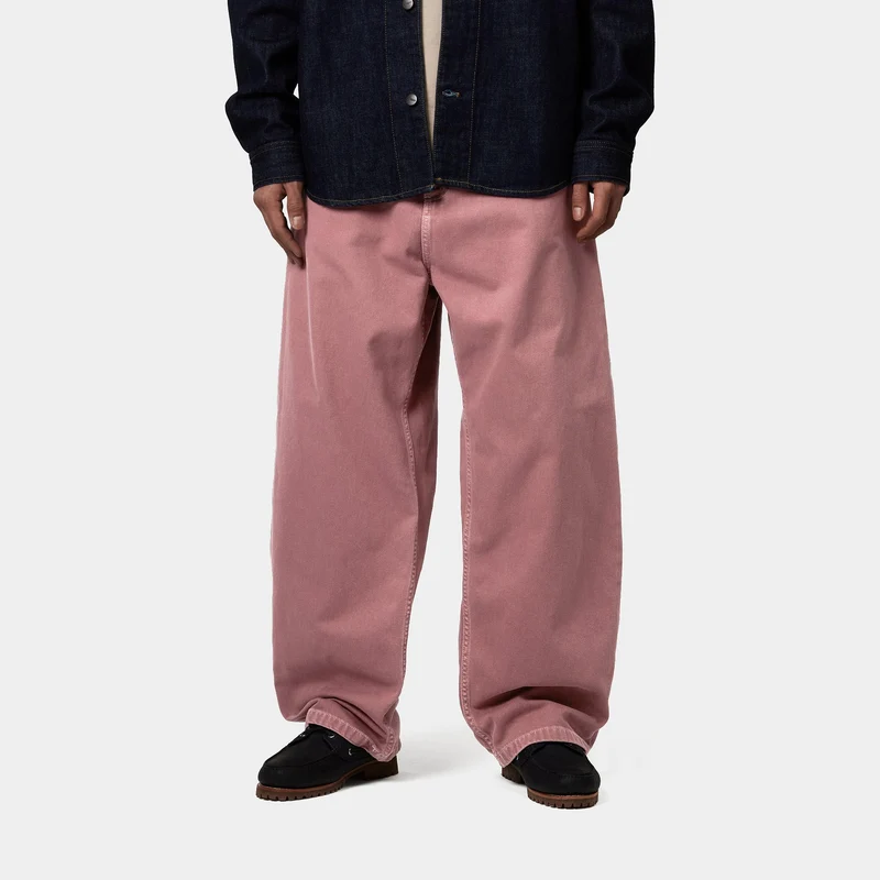 Carhartt WIP Herren Brandon Clark Twill Hose - Dunkelrosa Steingefärbt