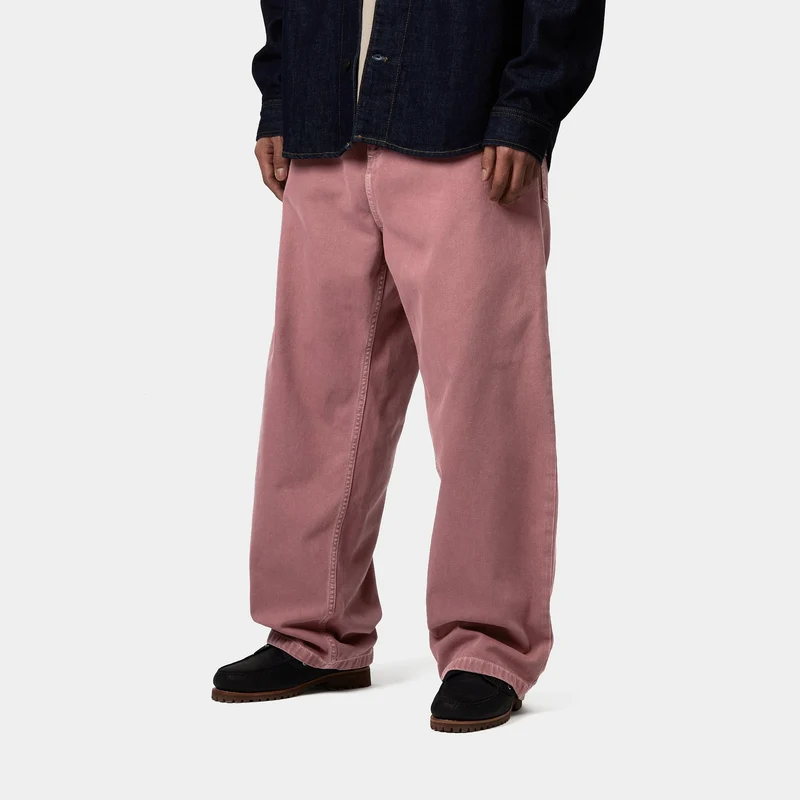 Carhartt WIP Herren Brandon Clark Twill Hose - Dunkelrosa Steingefärbt