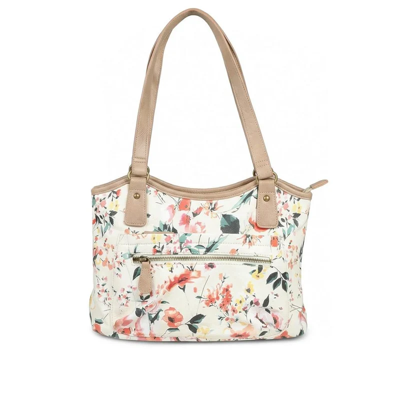 Multi Zip Floral Shoulder Bag - WAHT43006 / 329 344 - BEIGE FLORAL