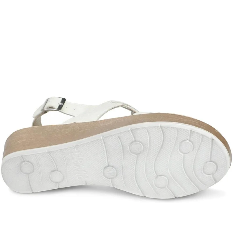 Wedge Heeled Buckle Fasten Sandals - INB43012 / 329 269 - White