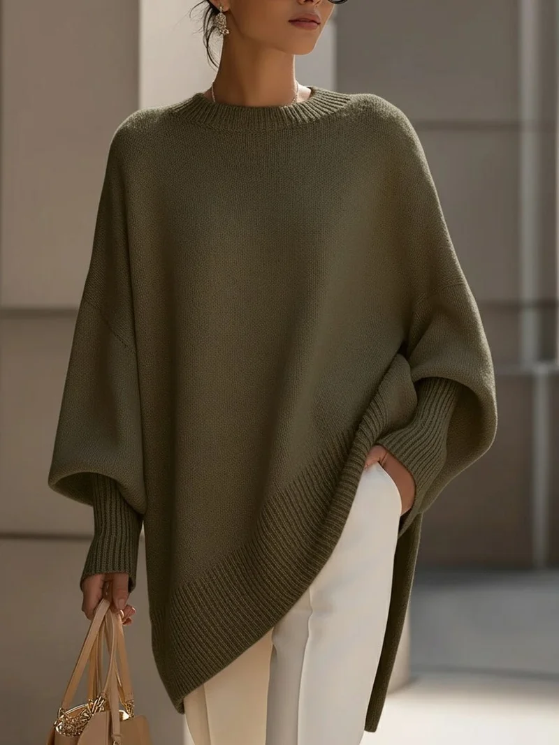 Hannah | Eleganter Oversized Damen Strickpullover Mit Fledermausärmeln
