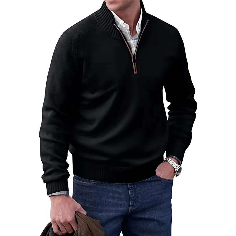 Owen | Eleganter Herren Strickpullover Mit Quarter-Zip