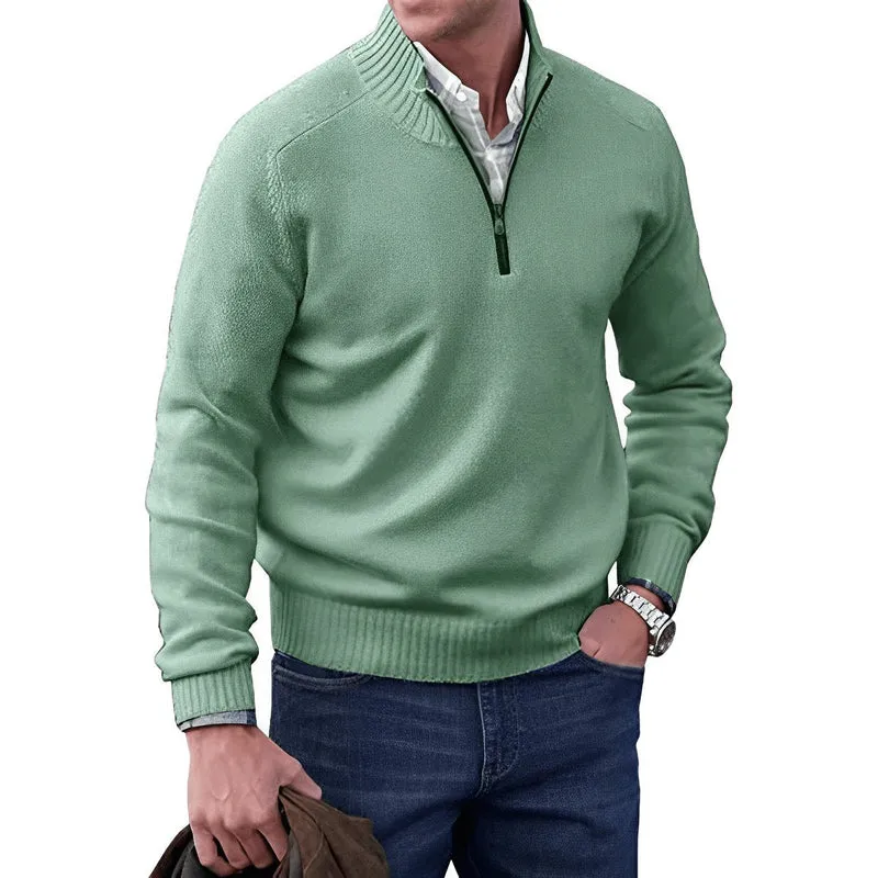 Owen | Eleganter Herren Strickpullover Mit Quarter-Zip