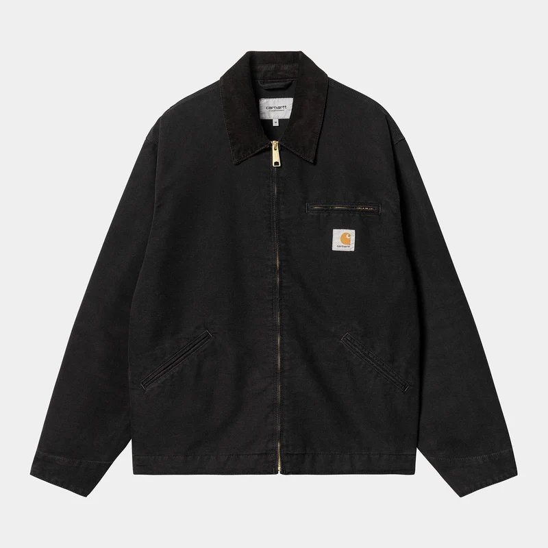 Carhartt WIP Herren OG Detroit Jacke – Schwarzes, gealtertes Canvas