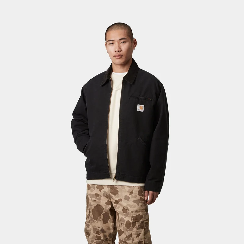 Carhartt WIP Herren OG Detroit Jacke – Schwarzes, gealtertes Canvas