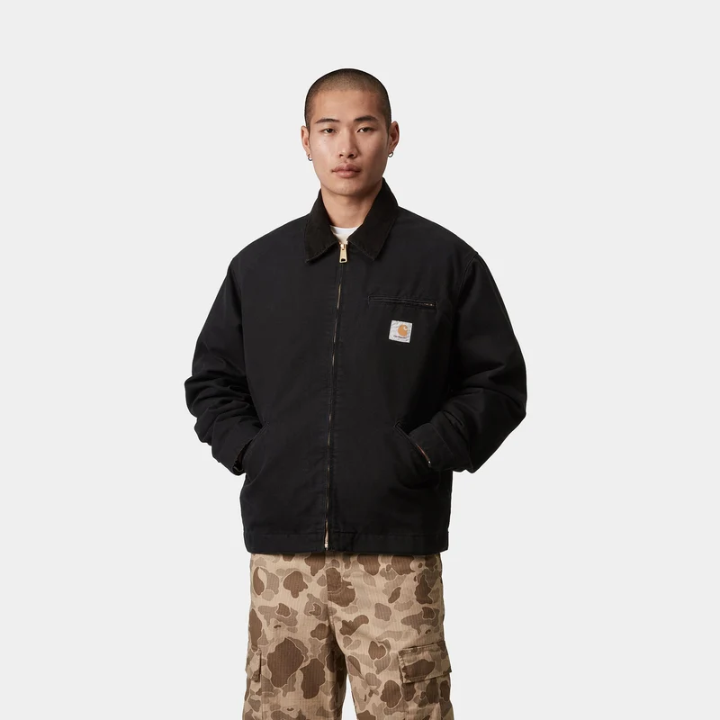 Carhartt WIP Herren OG Detroit Jacke – Schwarzes, gealtertes Canvas