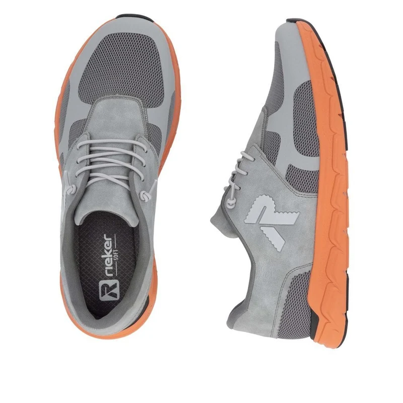 Rieker Herren-Sneaker zum Hineinschlüpfen aus Leder in Extrabreite - Grau