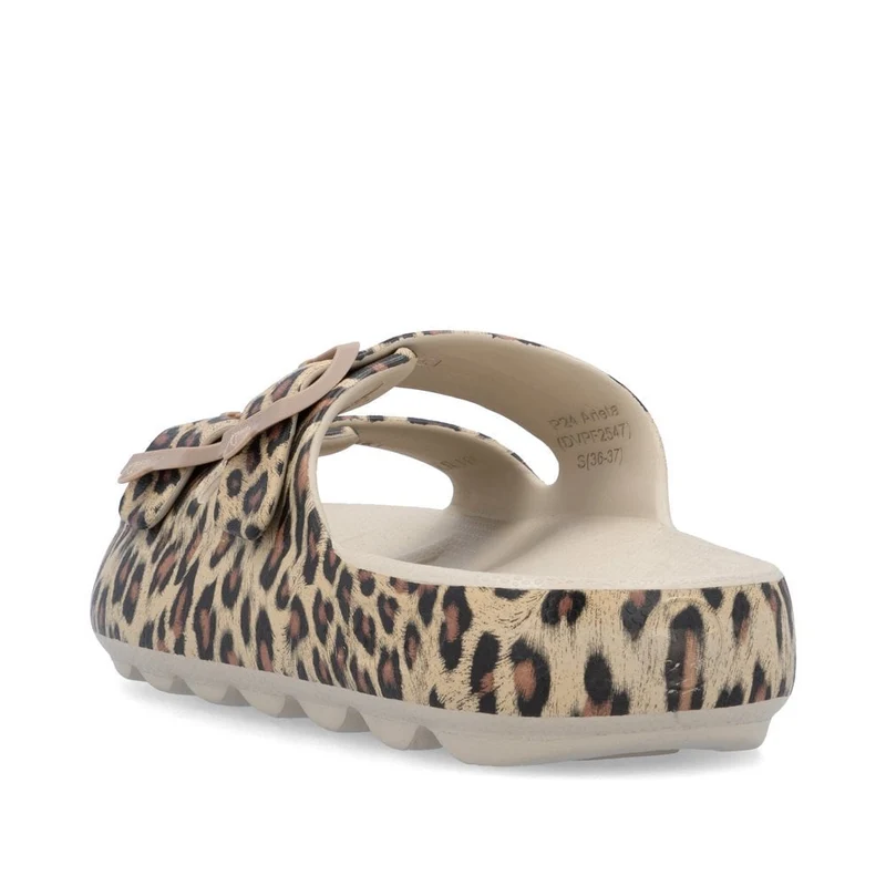 Rieker Damen Animal Print Fashion Slide - Beige