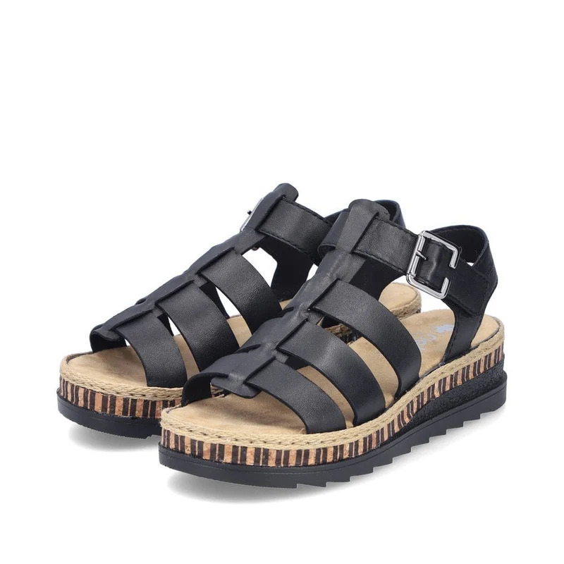 Rieker Mode-Plateau-Sandale für Damen – Schwarz