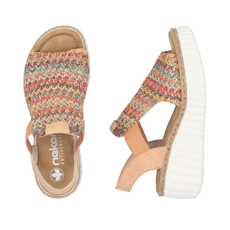 Rieker Damen Fashion Wedge Sandal - Mehrfarbig