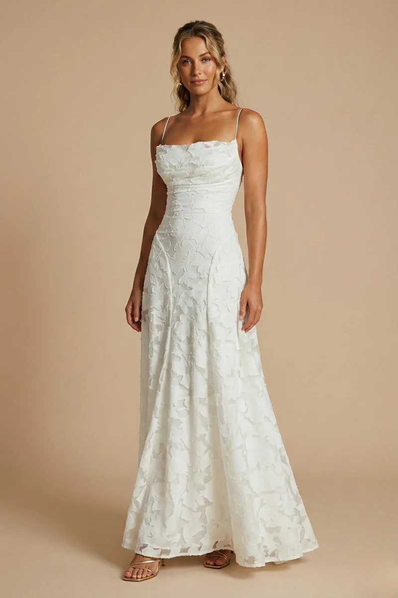 Damen Maxikleid mit Blumenmuster, ärmellos und taillierter Passform