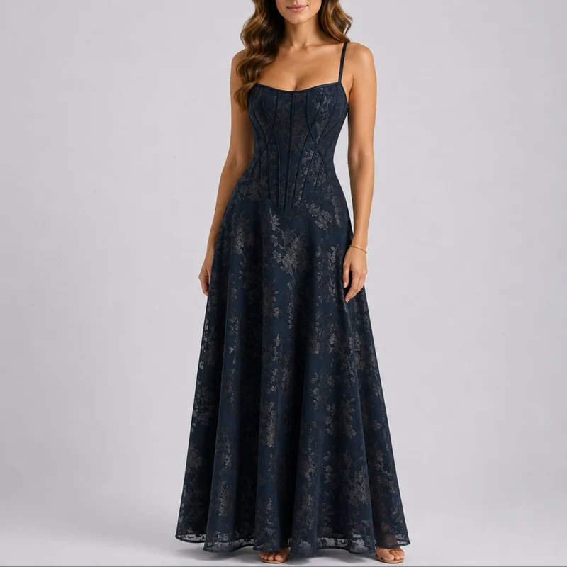 Marlene | Elegantes Herbst-Hochzeitskleid Mit Floralem Jacquard