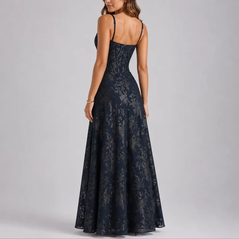 Marlene | Elegantes Herbst-Hochzeitskleid Mit Floralem Jacquard