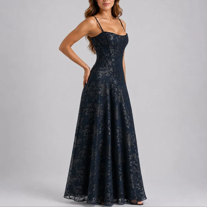 Marlene | Elegantes Herbst-Hochzeitskleid Mit Floralem Jacquard