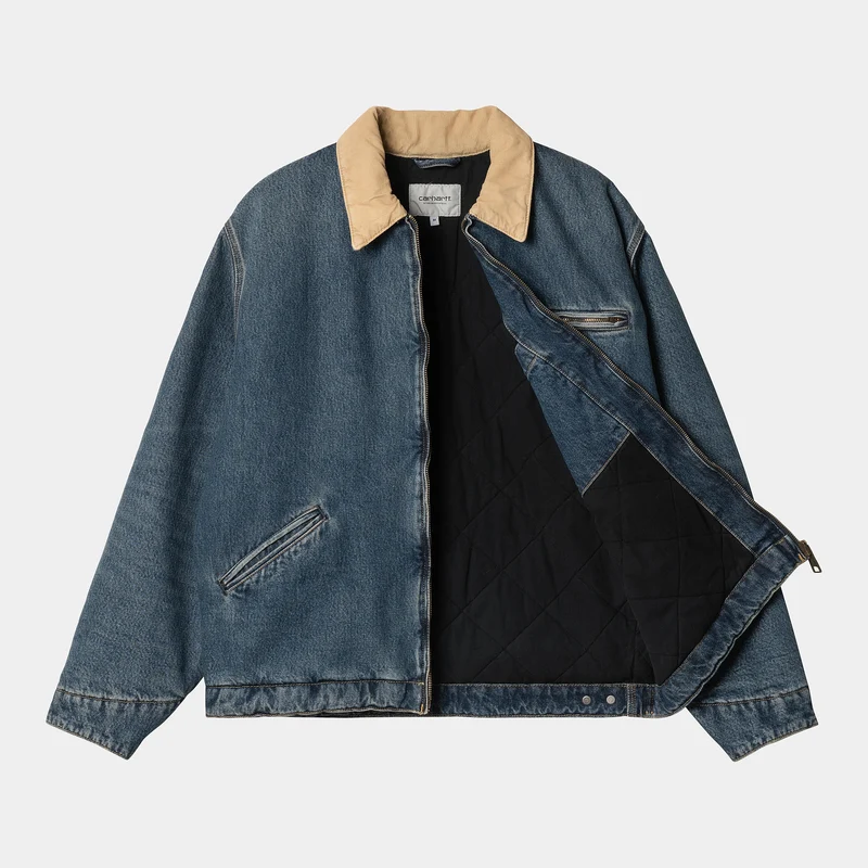 Carhartt WIP Herren OG Detroit Jacke - Blau / Dusty Hamilton Brown, abgenutzt, gewaschen