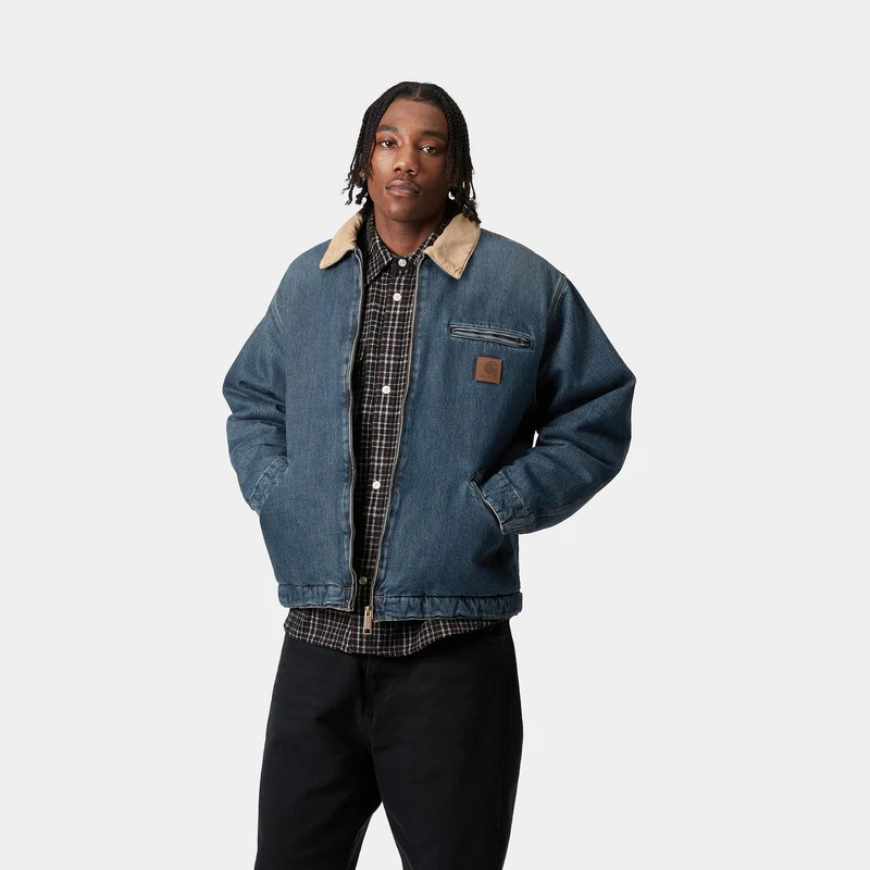 Carhartt WIP Herren OG Detroit Jacke - Blau / Dusty Hamilton Brown, abgenutzt, gewaschen