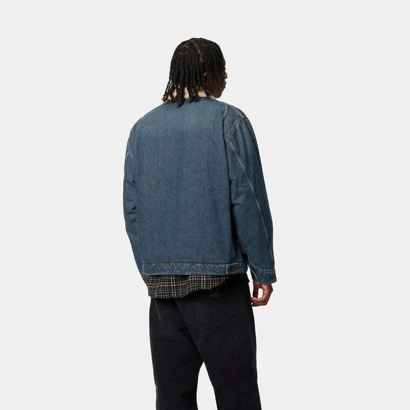 Carhartt WIP Herren OG Detroit Jacke - Blau / Dusty Hamilton Brown, abgenutzt, gewaschen