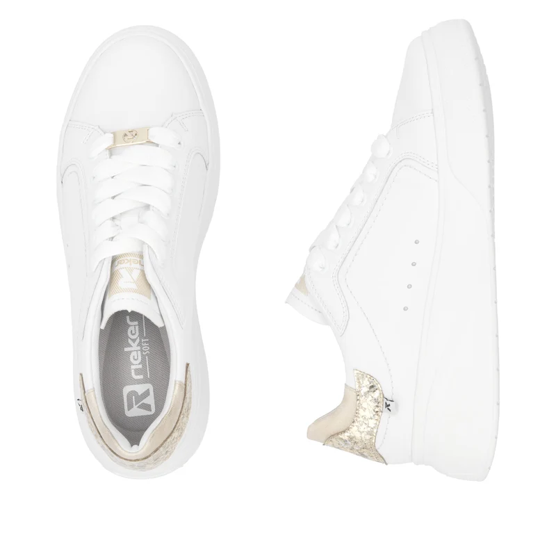 Rieker Modische Damen-Ledersneaker – Weiß