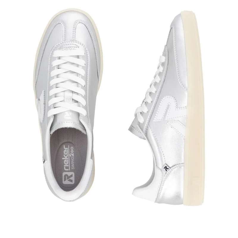 Rieker Modische Leder-Sneakers für Damen - Silber