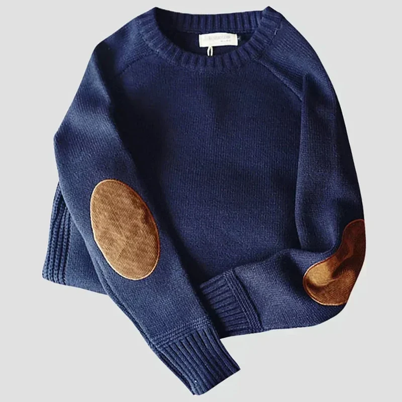 Lukas | Klassischer Herren Strickpullover Mit Ellbogen-Patches