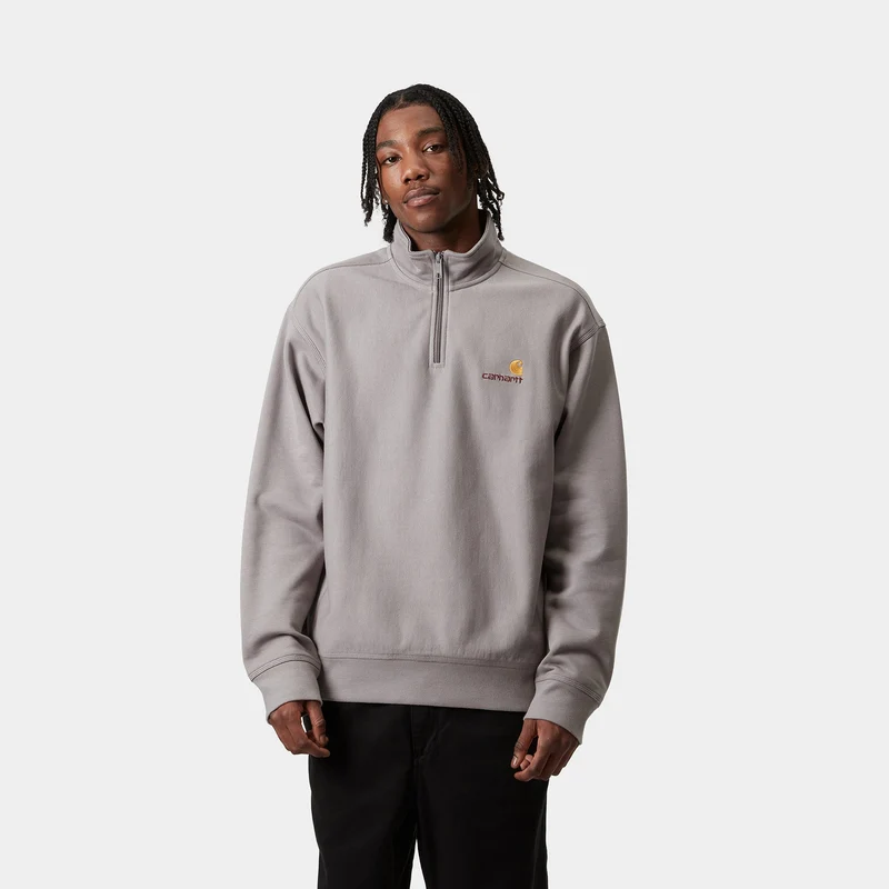 Carhartt WIP Herren Halb-Zip-Reißverschluss American Script Sweatshirt - Yosemite