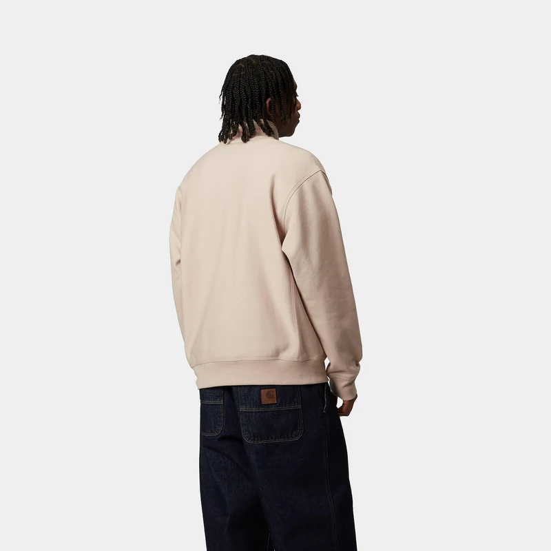 Carhartt WIP Herren Halb-Zip-Reißverschluss American Script Sweatshirt - Fleur de Sel