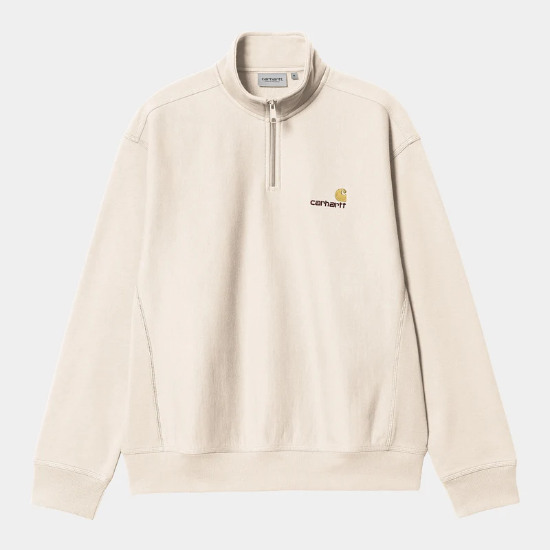 Carhartt WIP Herren Halb-Zip-Reißverschluss American Script Sweatshirt - Moonbeam